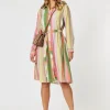 Spice Stripe Print Shirt Dress - Spice