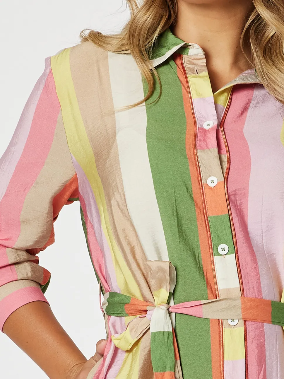 Spice Stripe Print Shirt Dress - Spice