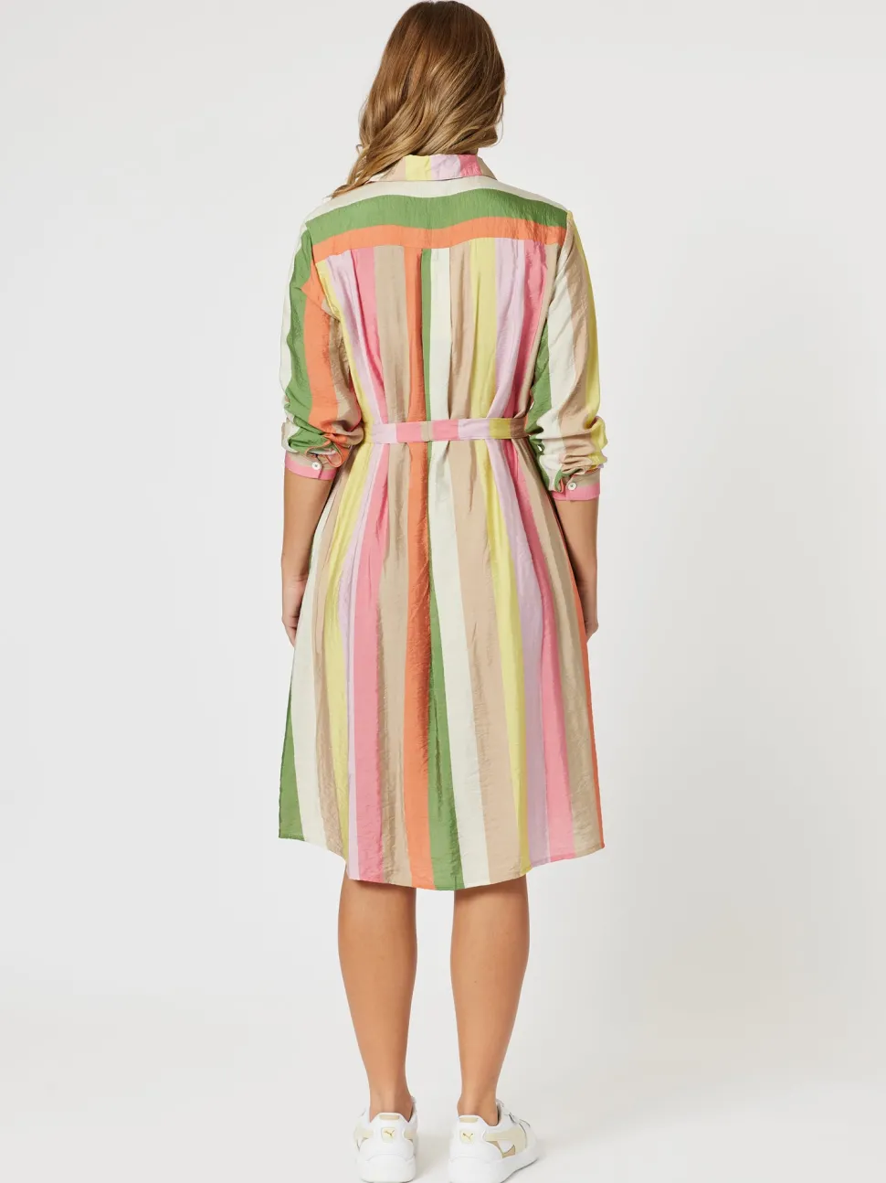Spice Stripe Print Shirt Dress - Spice