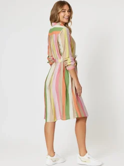 Spice Stripe Print Shirt Dress - Spice