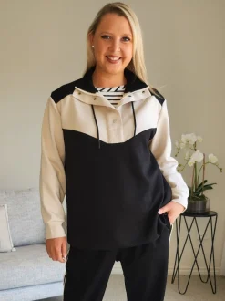 Spliced Zip Sweatshirt - Black/Chalk