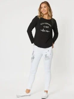 Stella Patch High Rise Slim Leg Jean - White