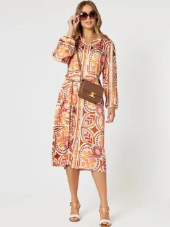 Studio Button Floral Print Dress - Fig