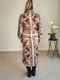 Studio Button Floral Print Dress - Chocolate Multi