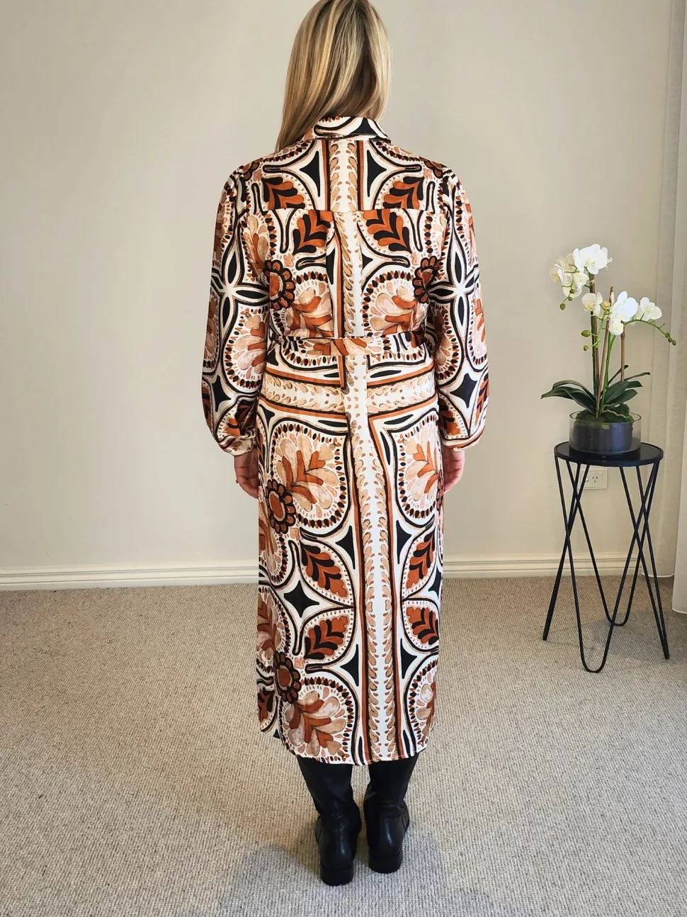 Studio Button Floral Print Dress - Chocolate Multi
