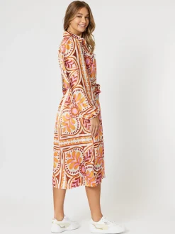 Studio Button Floral Print Dress - Fig
