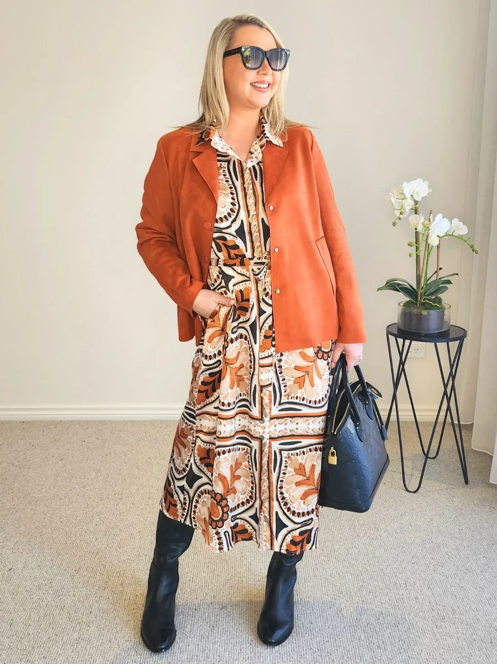 Studio Button Floral Print Dress - Chocolate Multi
