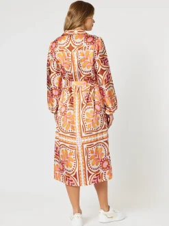 Studio Button Floral Print Dress - Fig