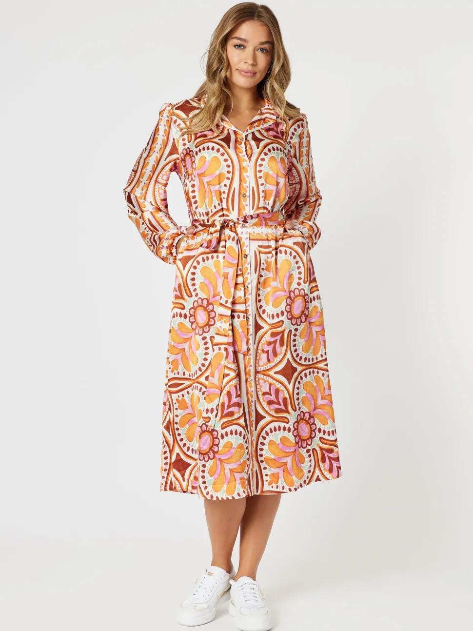 Studio Button Floral Print Dress - Fig