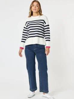 Tempo Stripe Knit Top - Navy/White