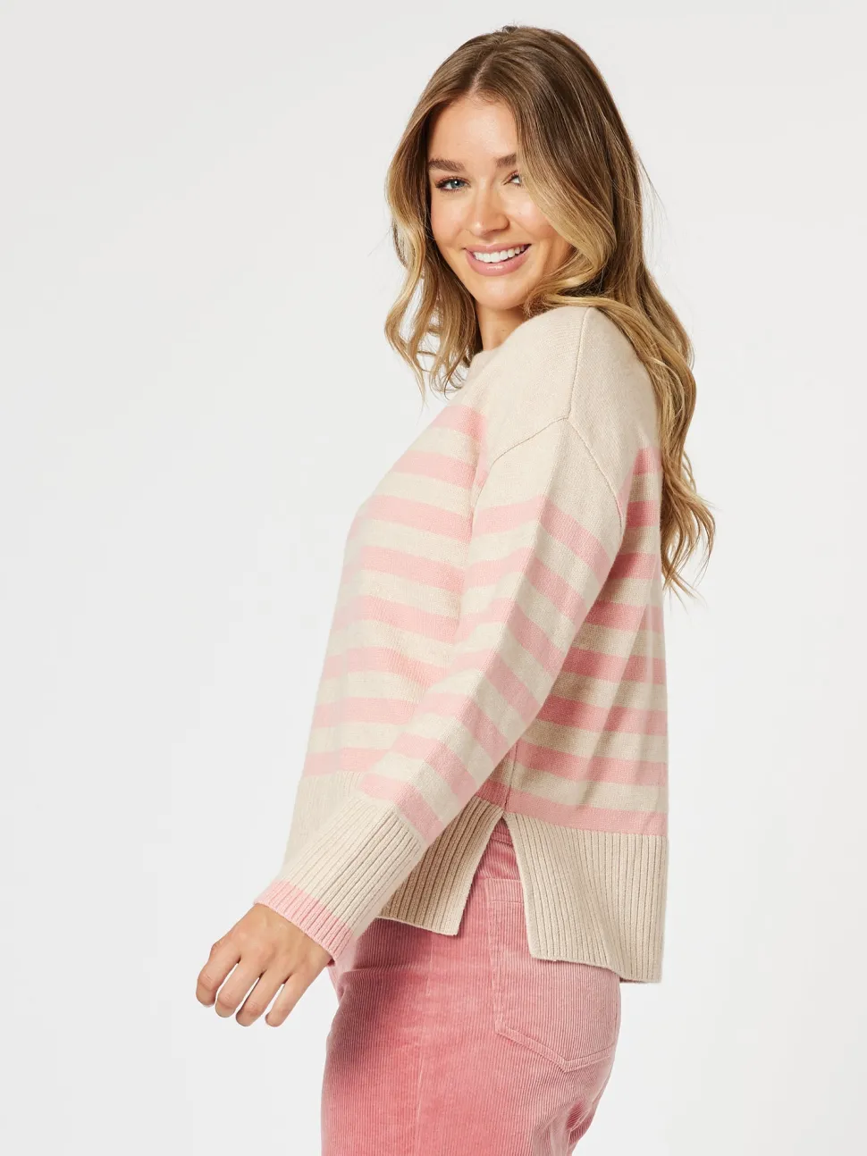 Tempo Stripe Print Knit - Blush/Natural