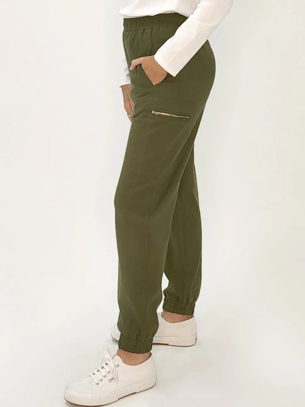 Tracey Zip Pocket Pant - Khaki