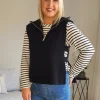 Tribeca Side Button Knit Vest - Black