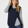 Vicky Side Split Knit Vest - Navy