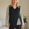 Vicky Side Split Knit Vest - Black