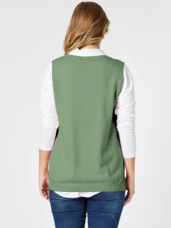 Vicky Side Split Knit Vest - Khaki
