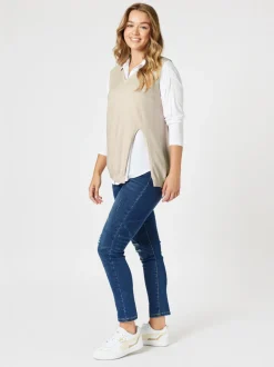 Vicky Side Split Knit Vest - Natural