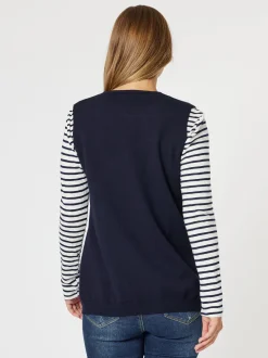 Vicky Side Split Knit Vest - Navy