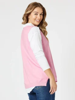 Vicky Side Split Knit Vest - Pink