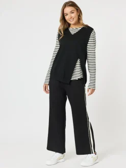 Vicky Side Split Knit Vest - Black