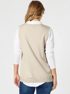Vicky Side Split Knit Vest - Natural