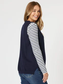 Vicky Side Split Knit Vest - Navy