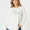 Vintage Long Sleeve Print Tee - White/Denim