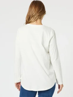 Vintage Long Sleeve Print Tee - White/Gold