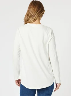 Vintage Long Sleeve Print Tee - White/Denim
