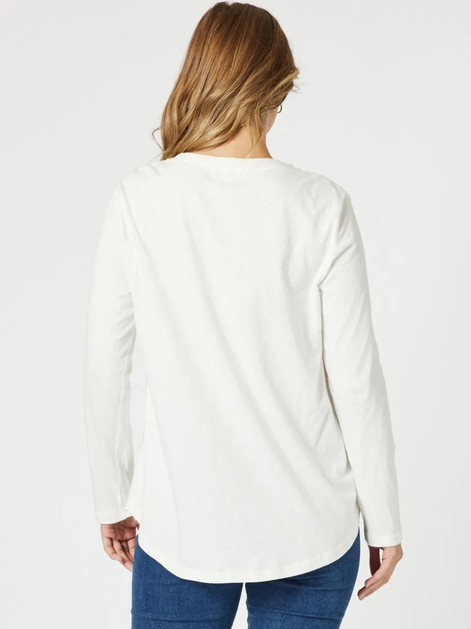 Vintage Long Sleeve Print Tee - White/Denim