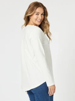Vintage Long Sleeve Print Tee - White/Denim