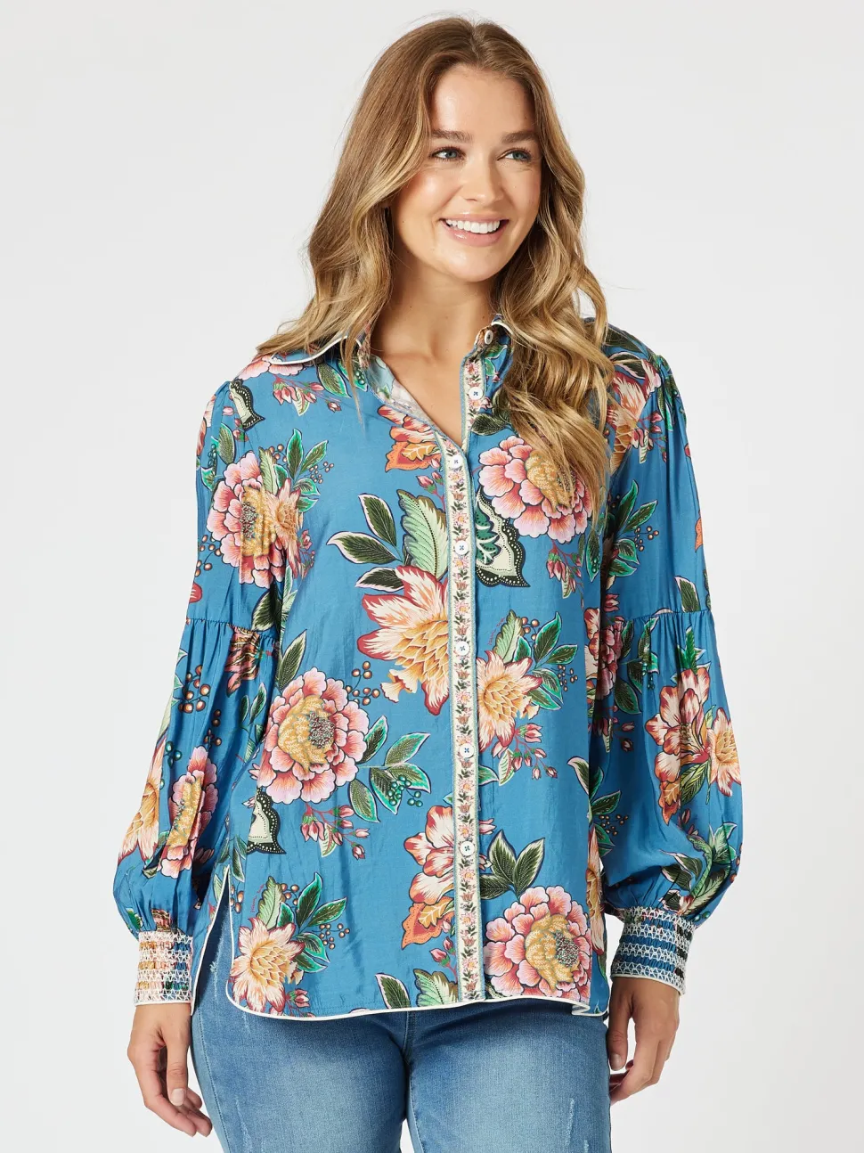 Vintage Rose Floral Print Shirt - Multi