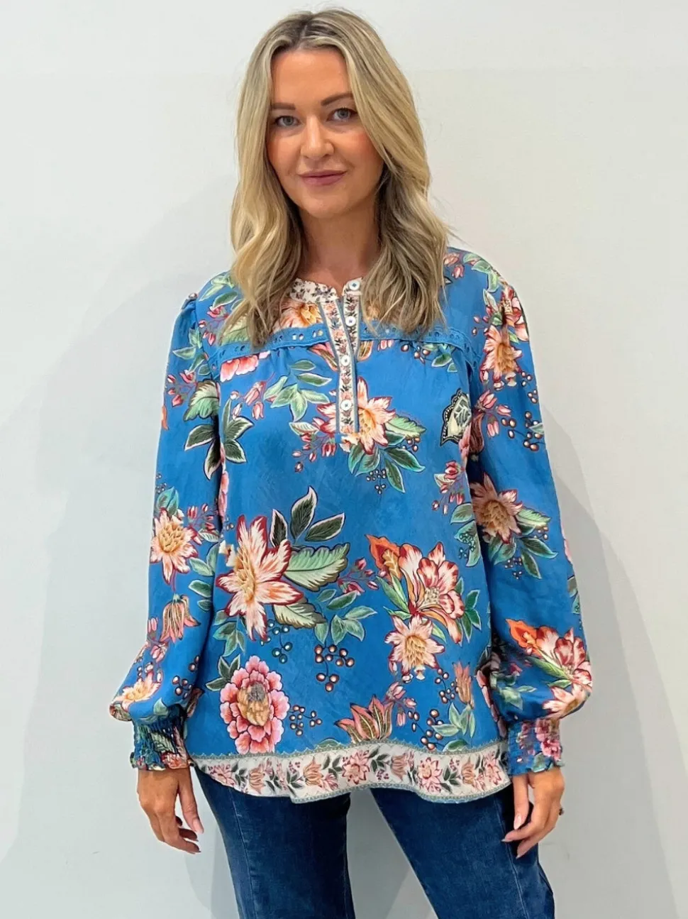 Vintage Rose Floral Print Top - Multi