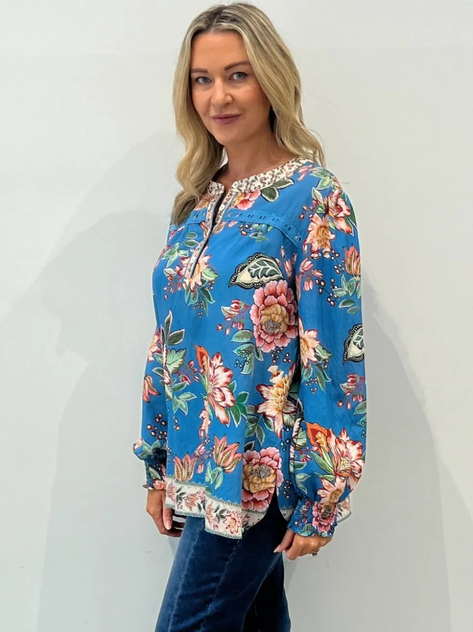Vintage Rose Floral Print Top - Multi