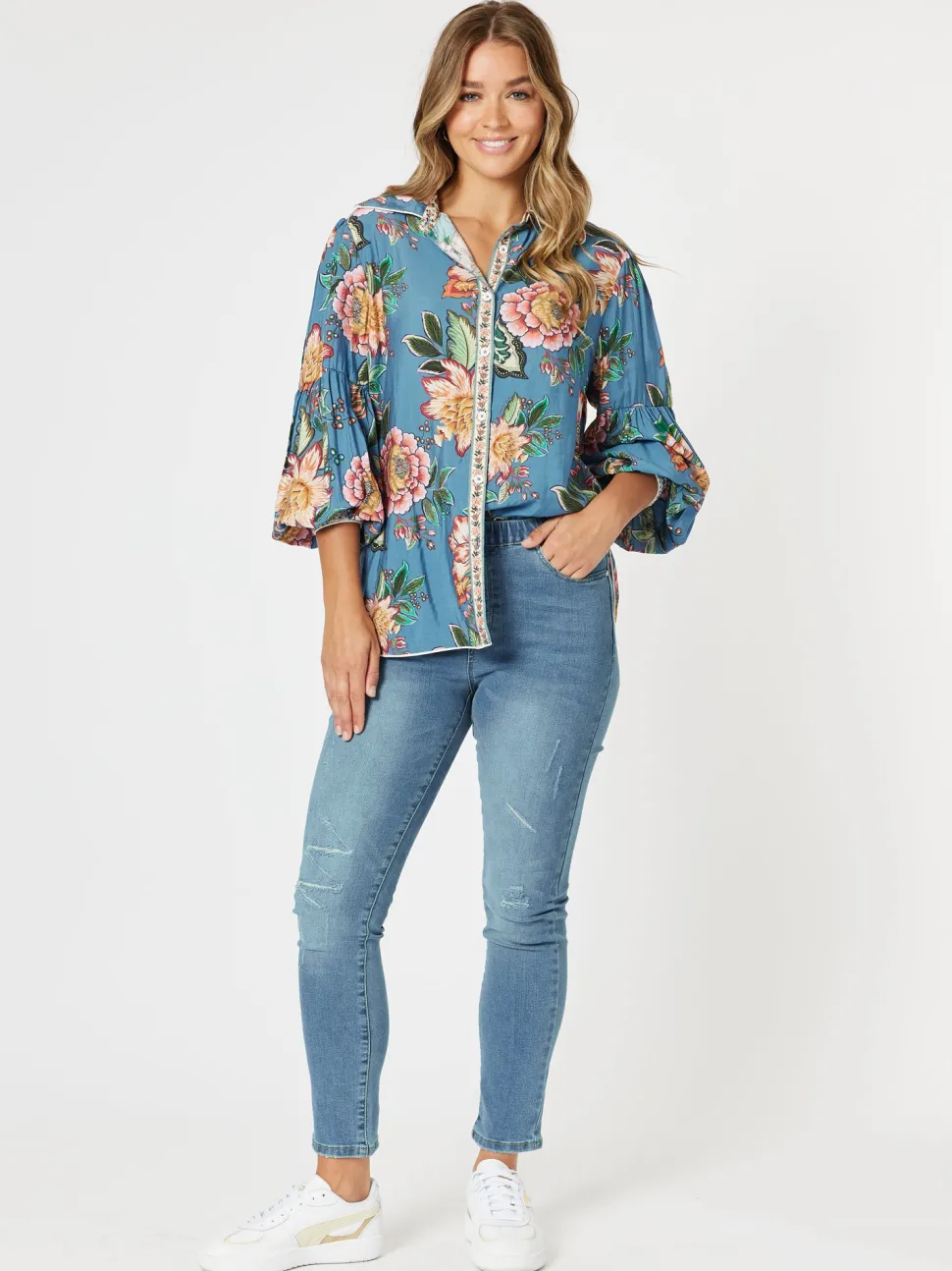 Vintage Rose Floral Print Shirt - Multi